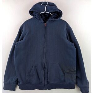 Tony Hawk Mens L Thrashed Zip Up Hoodie Navy Pinstripe Skate Streetwear